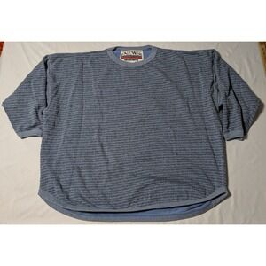 VTG 80s INTERNATIONAL NEWS AMERICAWARE‎ BIGGER Oversized Blue Striped Sweatshirt